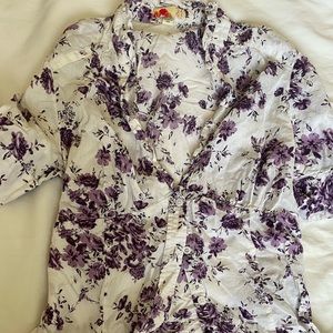 rue 21 blouse white with purple flowers